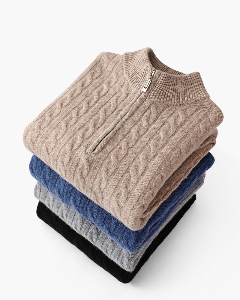 100% Cashmere Woven Half Zip - Belfaire & Co.