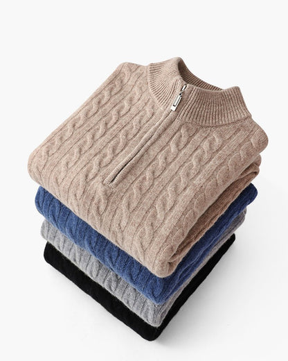 100% Cashmere Woven Half Zip - Belfaire & Co.