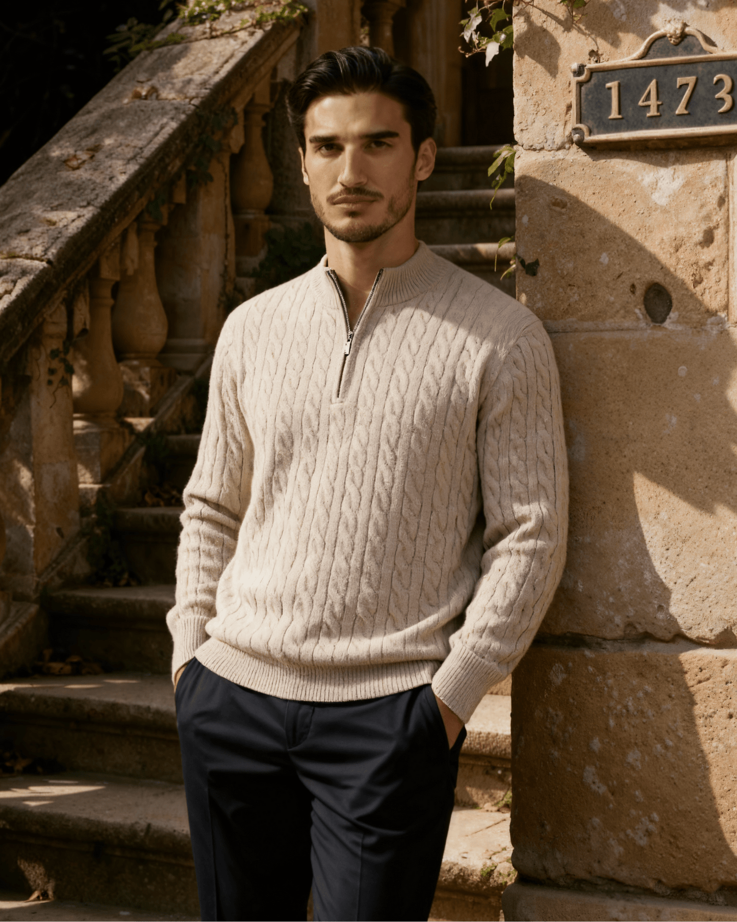 100% Cashmere Woven Half Zip - Belfaire & Co.