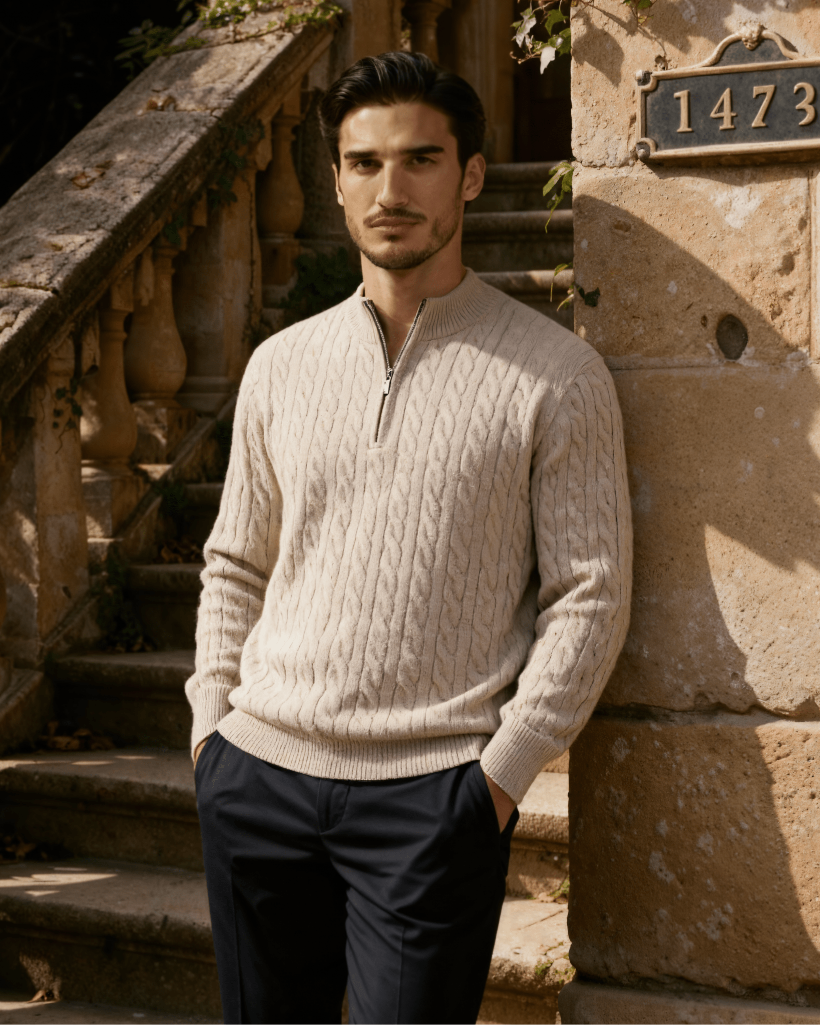 100% Cashmere Woven Half Zip - Belfaire & Co.