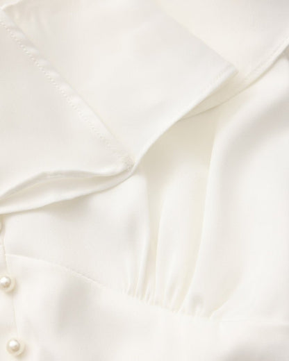Pearl Button Ruffle Midi Dress - Belfaire & Co.