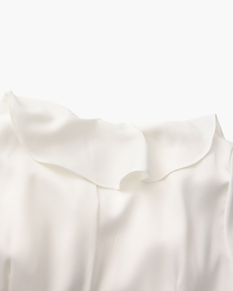 Pearl Button Ruffle Midi Dress - Belfaire & Co.