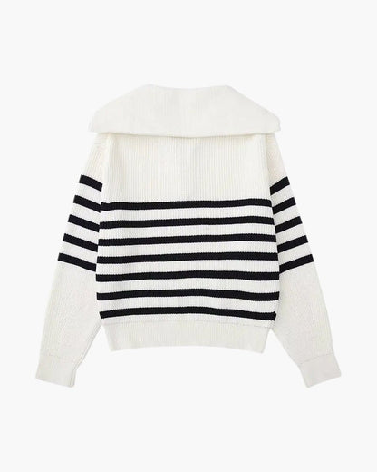 Striped Zip Up Sweater - Belfaire & Co.