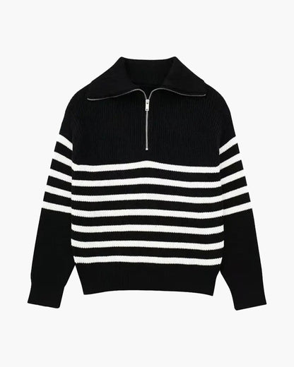 Striped Zip Up Sweater - Belfaire & Co.