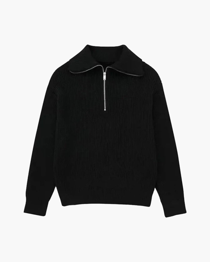 Striped Zip Up Sweater - Belfaire & Co.