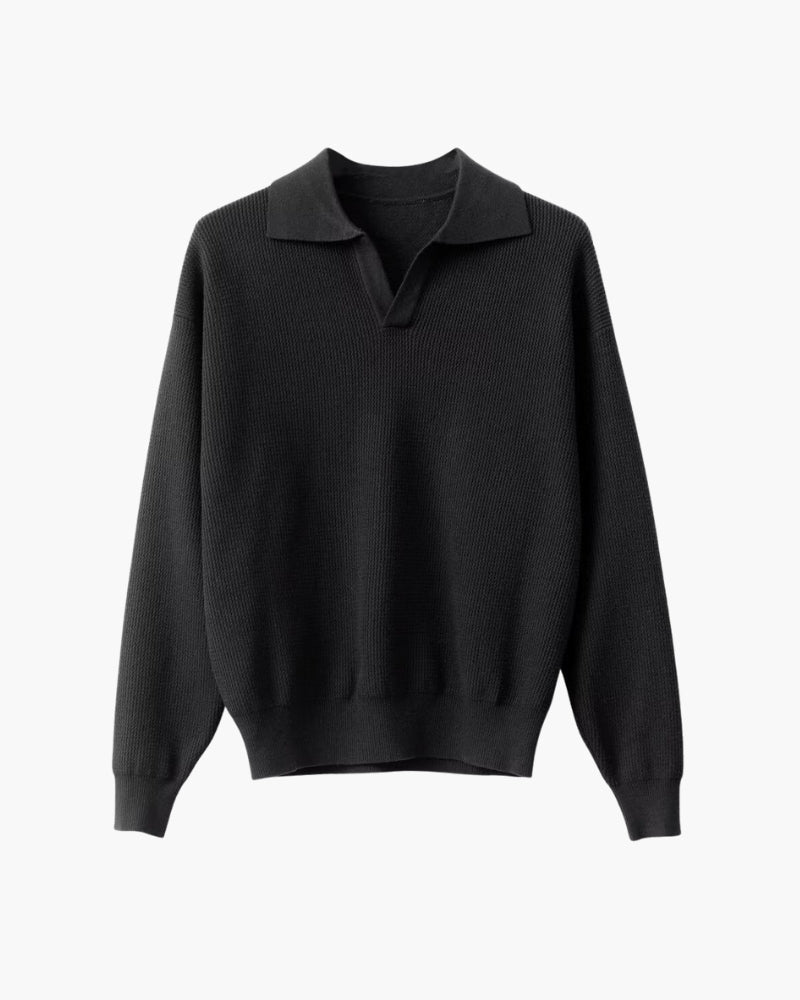 Textured Knit Polo Sweater - Belfaire & Co.