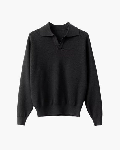 Textured Knit Polo Sweater - Belfaire & Co.