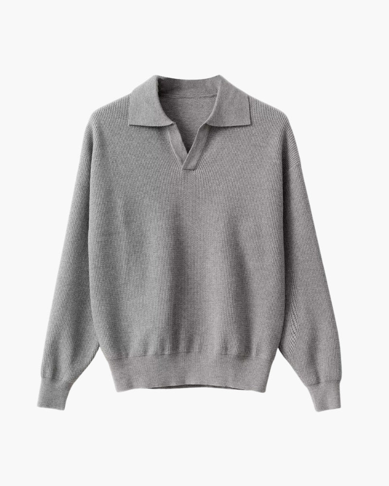 Textured Knit Polo Sweater - Belfaire & Co.